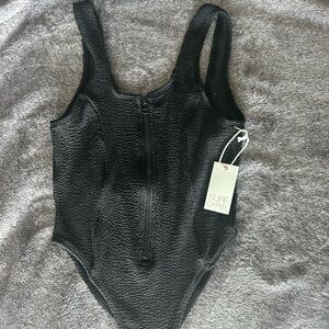 Surf Gypsy Black One Piece Swimsuit with Zipper Detail